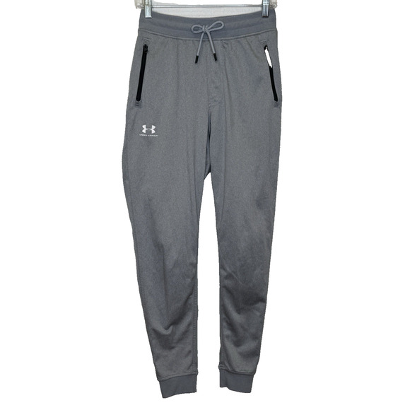 Under Armour Jogger Sweatpants Mens Size Small Gray Tapered Leg Zip Pockets - Picture 1 of 7